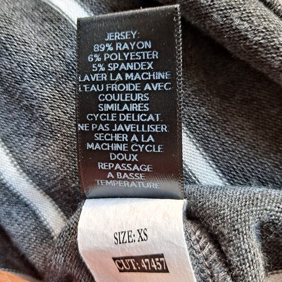 Design Lab Lord & Taylor Top Striped Cowl Neck Cold Shoulder Gray White Size XS - Picture 15 of 16